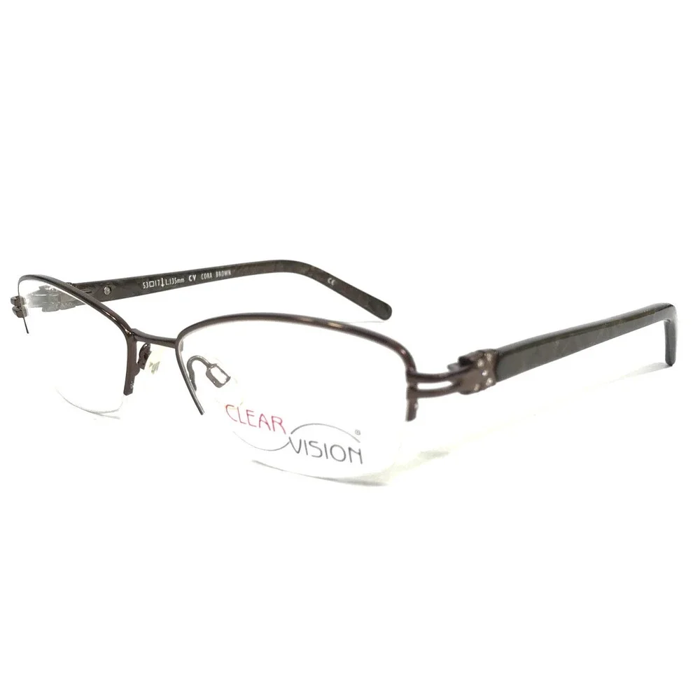 Clear Vision Eyeglasses Frames CORA BROWN Cat Eye Half Rim 53-17-135